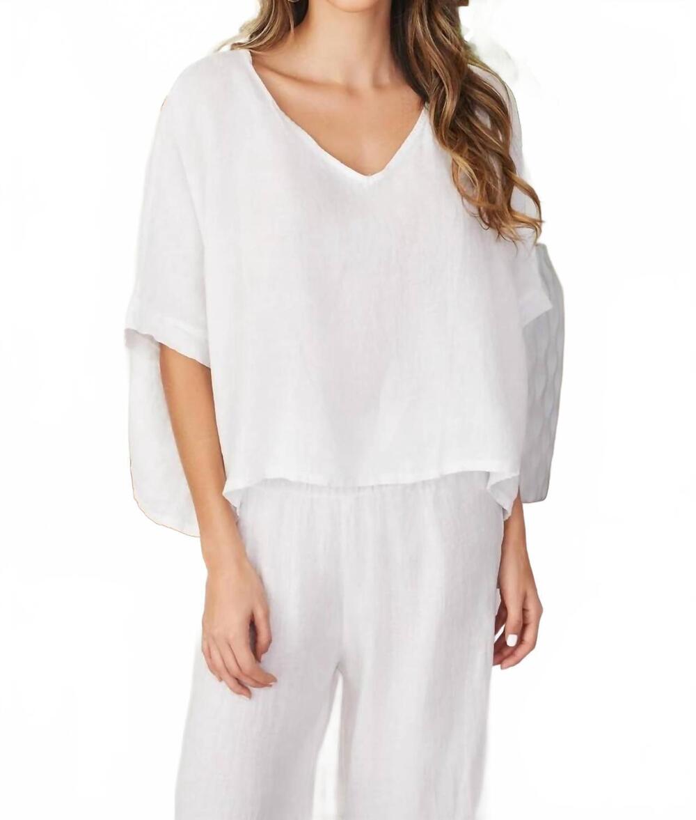 NEW MILIO MILANO women's dolman linen top in white